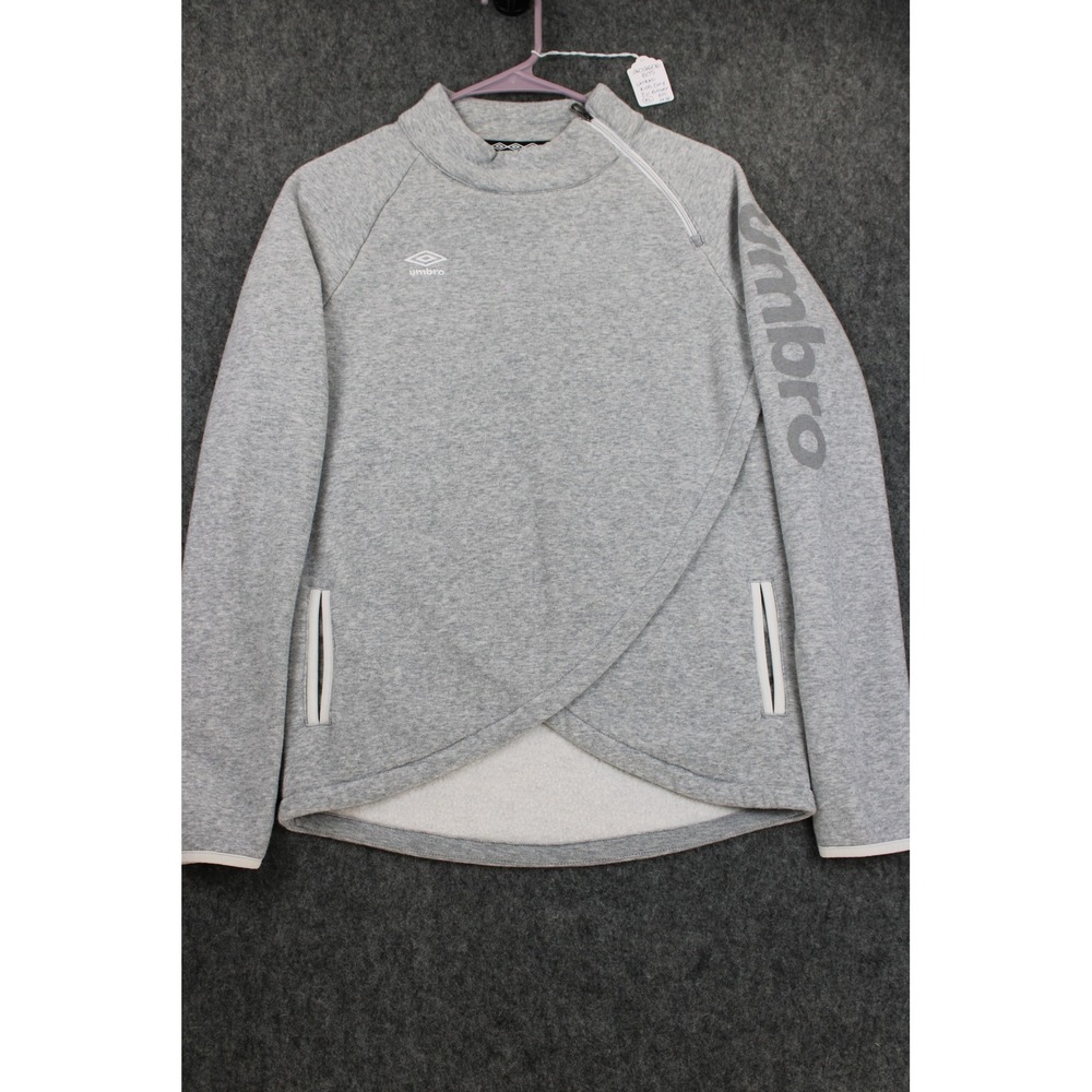 Umbro Girls XL 14/16 Gray Fleece Wrap Front Quarter Zip Sweatshirt PO42999